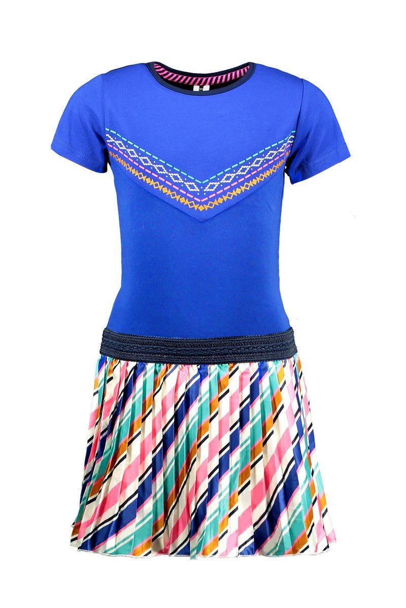 Girls Dress with Pleated Satin Skirt
